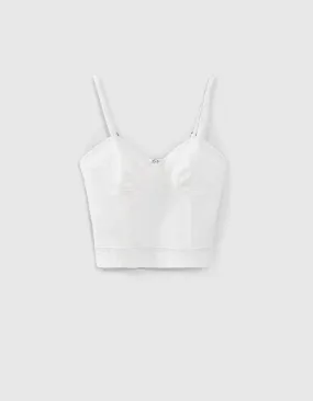 Top en coton forme bustier à bretelles femme