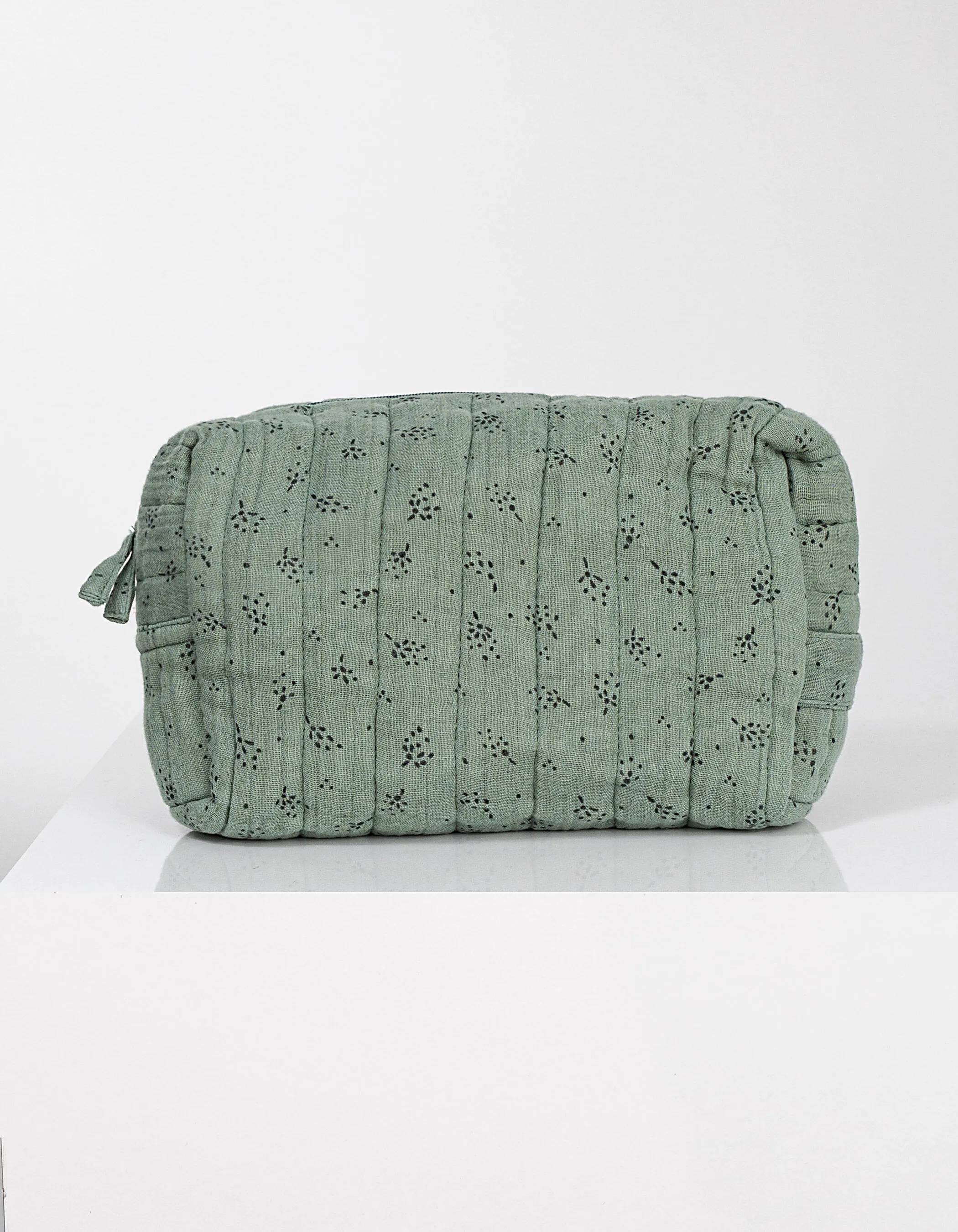 Trousse de toilette verte gaze coton bio GABRIELLE PARIS