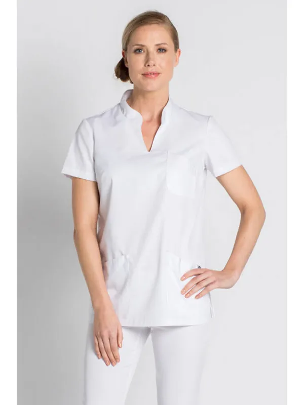 Tunique médicale blanche col Mao