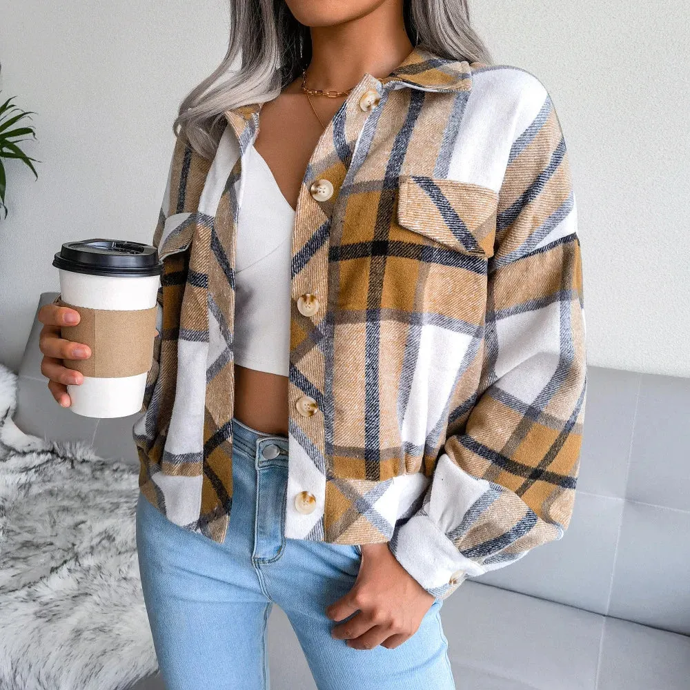 Veste en laine à carreaux